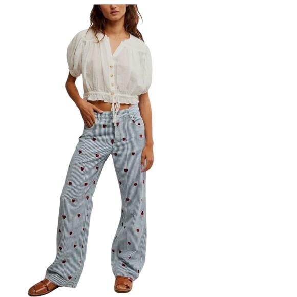 We The Free Jeans Lady Bug Straight Leg Striped Size 31 - Picture 1 of 7